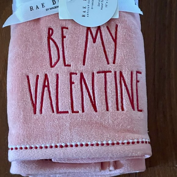 New Rae Dunn by Magenta Pink Be My Valentine Hand Towel Set - Picture 4 of 10